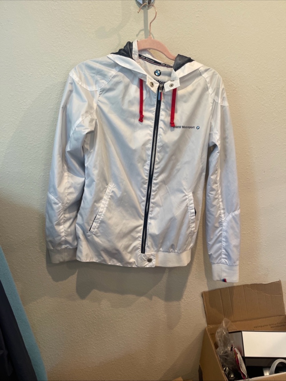 Women's White Hooded Windbreaker Jacket BMW MotorSports